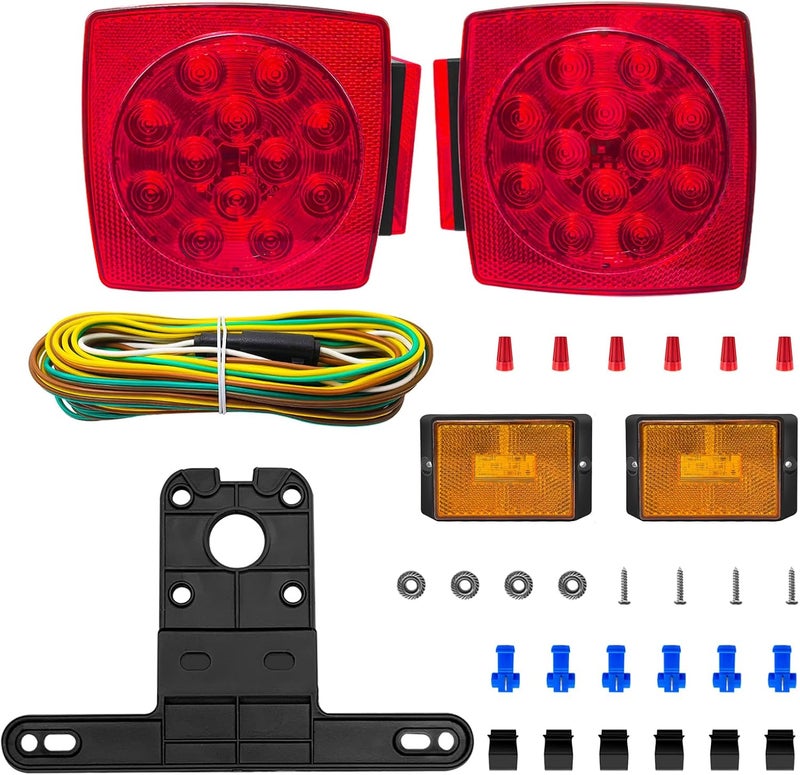 fouwick LED Trailer Light Kit,License plate light, 12V,IP67 Waterproof for Under 80 Inch Boat utility Trailer Trucks Campers RVs Snowmobiles DOT Compliant(Lights Kit) - Image 1